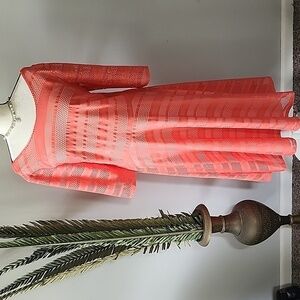 Signature by Sangria Fit and Flare Coral Color Illusion Dress